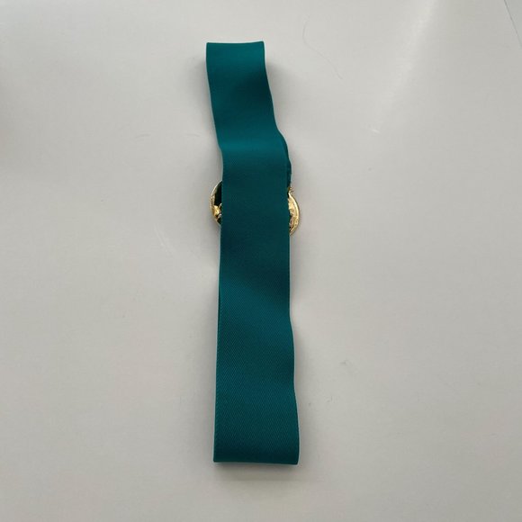 Vintage Day Lor Belt Green Elastic Stretch Gold Black Buckle Adjustable 1980s - Picture 11 of 15